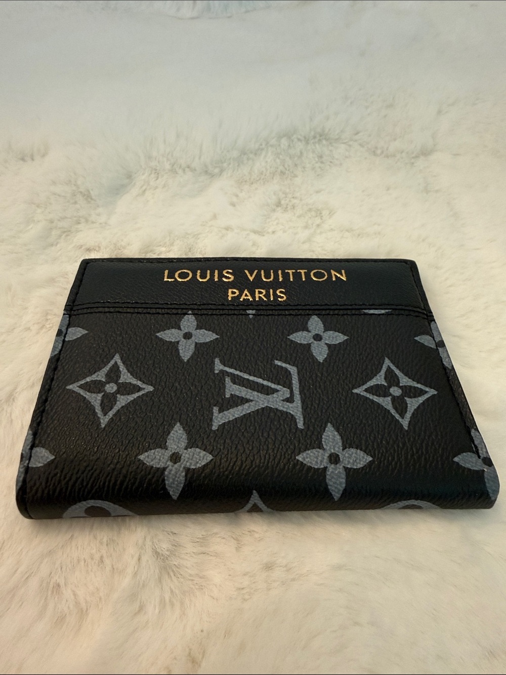 NWOT Source Unknown Black Monogram Card Holder with Gold Lettering